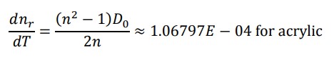 Equation 5: Dependence of dnr/dT on the Zemax D0 parameter when all other opto-thermal parameters = 0.