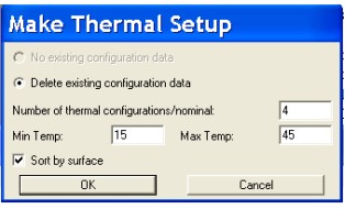 Figure 7: MCE window defining 4 temperature configurations