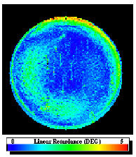 Figure 4 – Linear retardance magnitude of an AR coated aspheric lens after annealing.