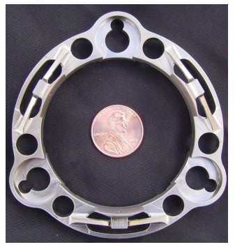 Figure 4: The monolithic mirror mount is manufactured in Titanium to provide specific stiffness to the design of the mount.