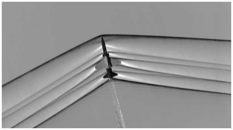 Figure 3: Shock waves imaged around a high speed plane