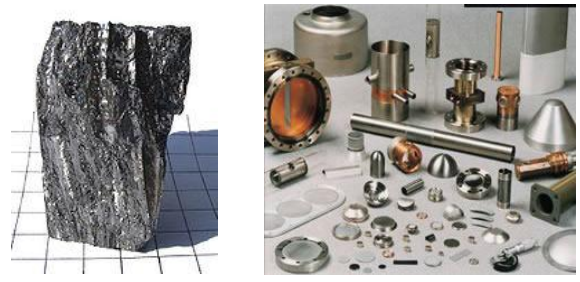 Figure 1. Beryllium – raw and machined